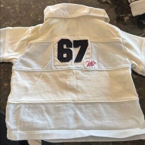 Ralph Lauren Cream Long Sleeve Polo 67 and H&M jeans 6-9 month